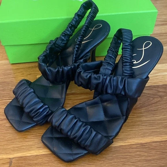 Sam Edelman Women’s Black Leather Heeled Sandals Size 8.5 Sandals